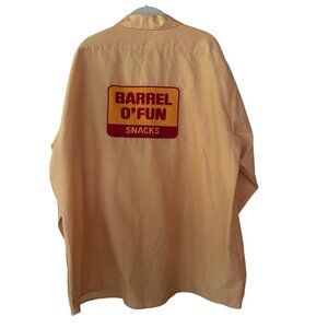 Barrel O Fun Snacks Shirt XXL Mustard Yellow Floyd Work Gear Streetwear Logo Ad